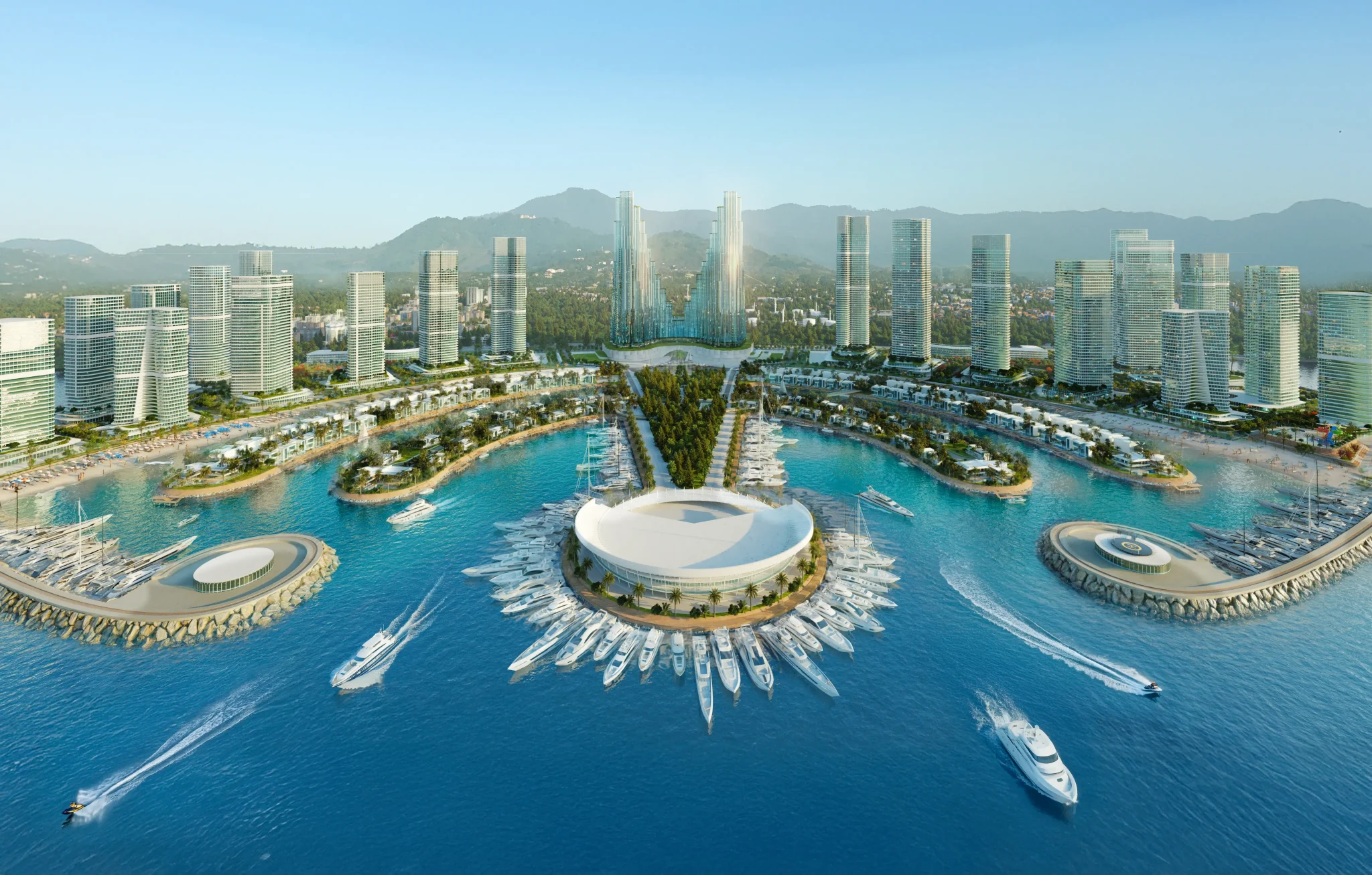 aeriel view of amabasadori isalnd