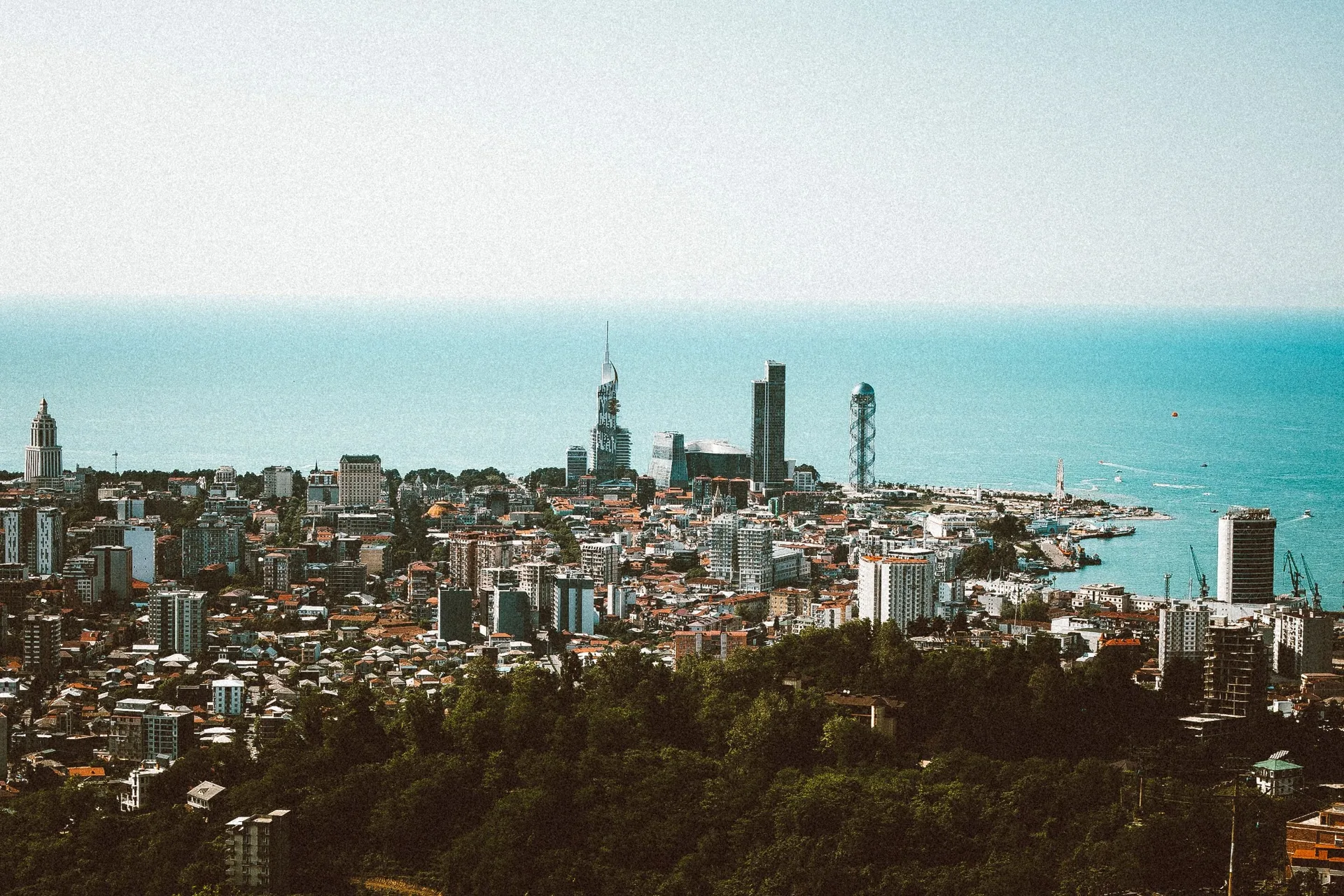 Batumi skyline and Black Sea coast in Georgia
