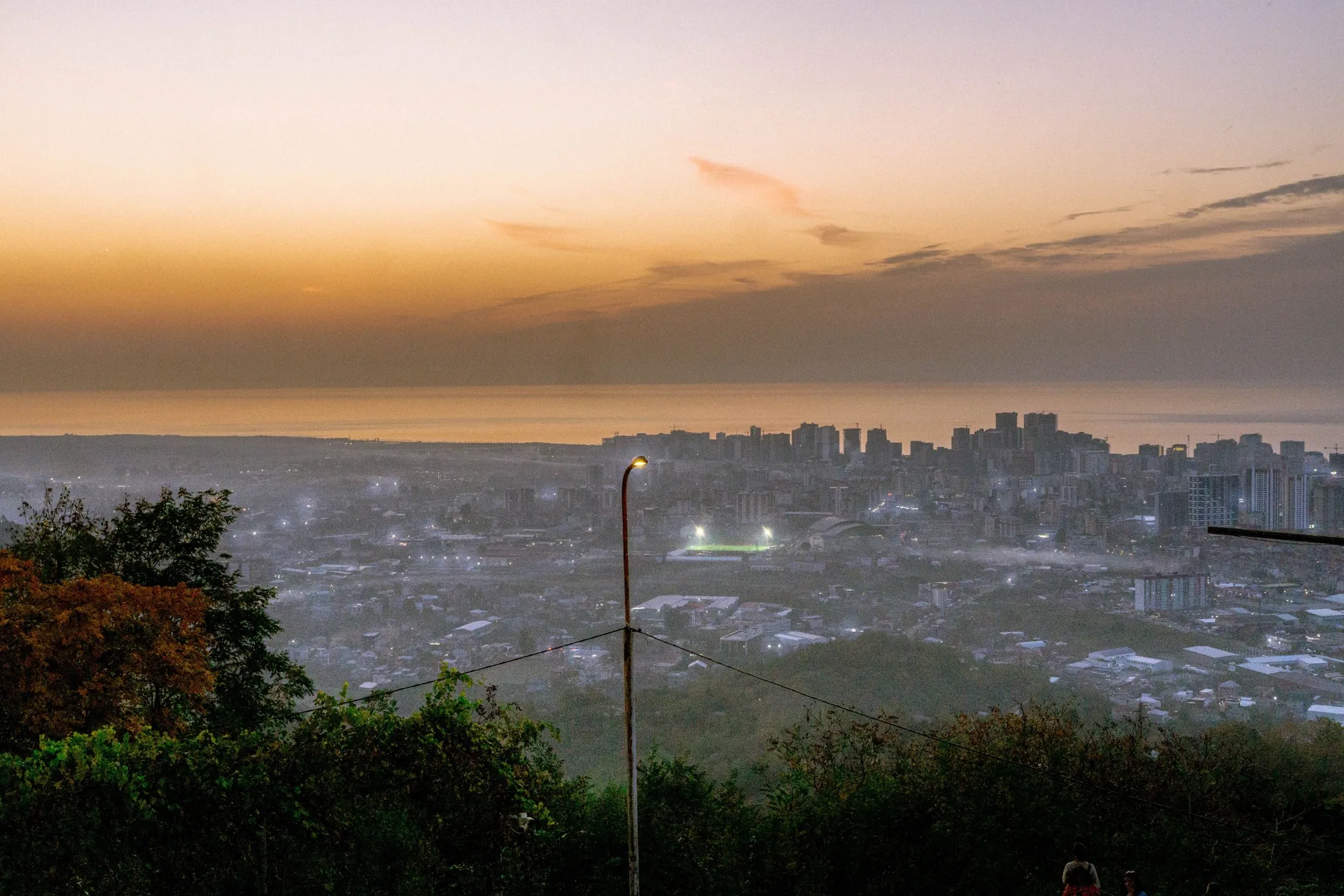Batumi city skyline at sunset overlooking the Black Sea